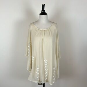 Free People beaded layered cream cape dress, M